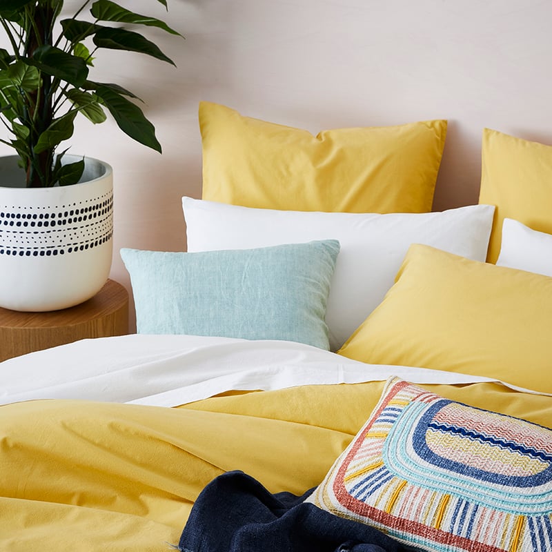 Stonewashed Cotton Quilt Cover Mustard