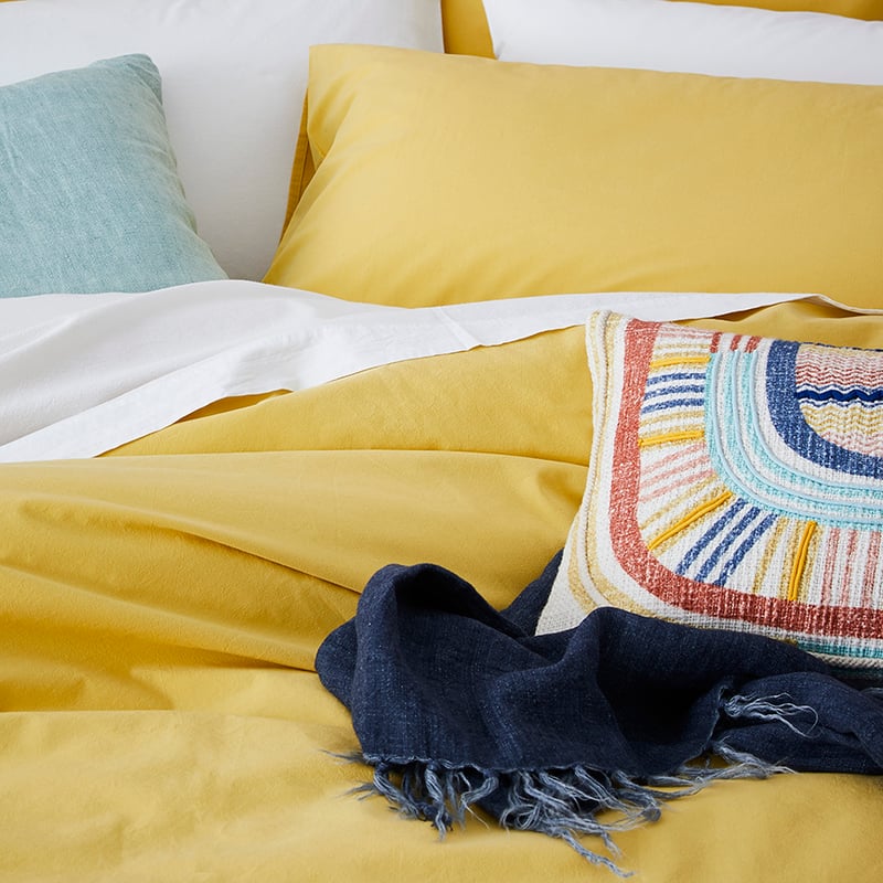 Stonewashed Cotton Quilt Cover Mustard