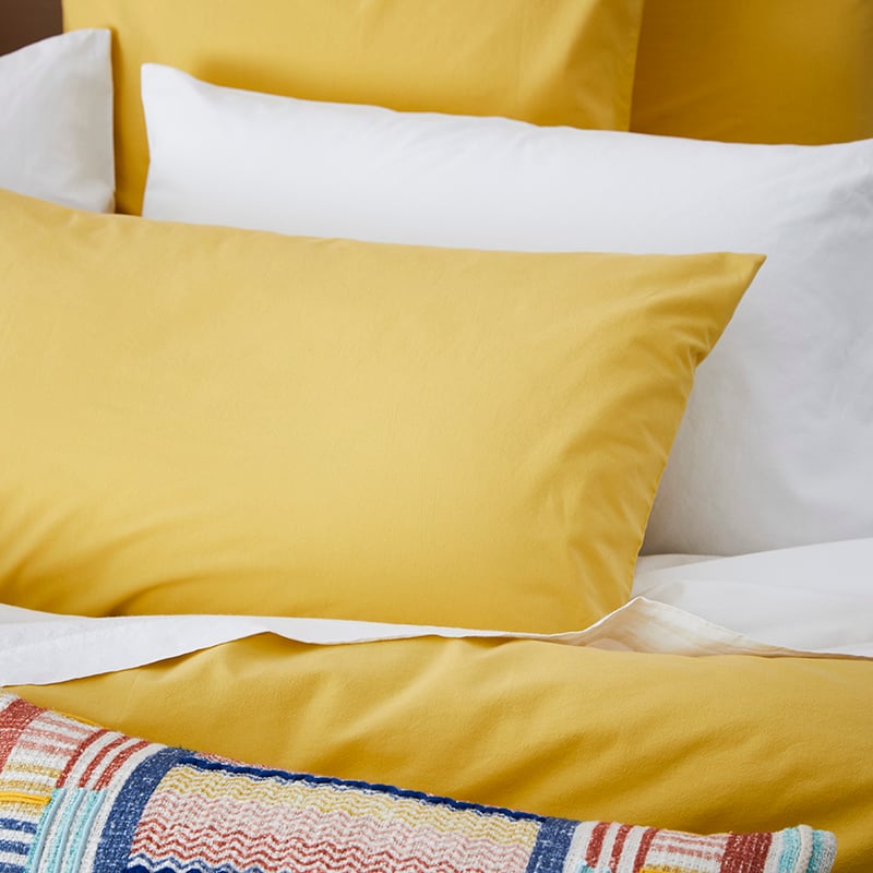 Stonewashed Cotton Quilt Cover Mustard