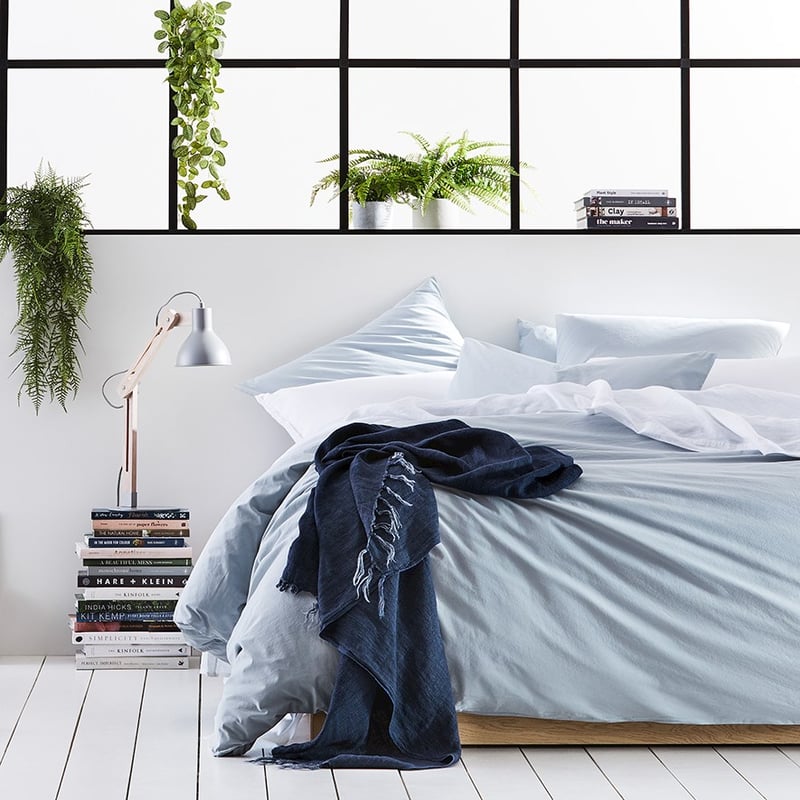 Stonewashed Cotton Powder Blue Quilt Cover