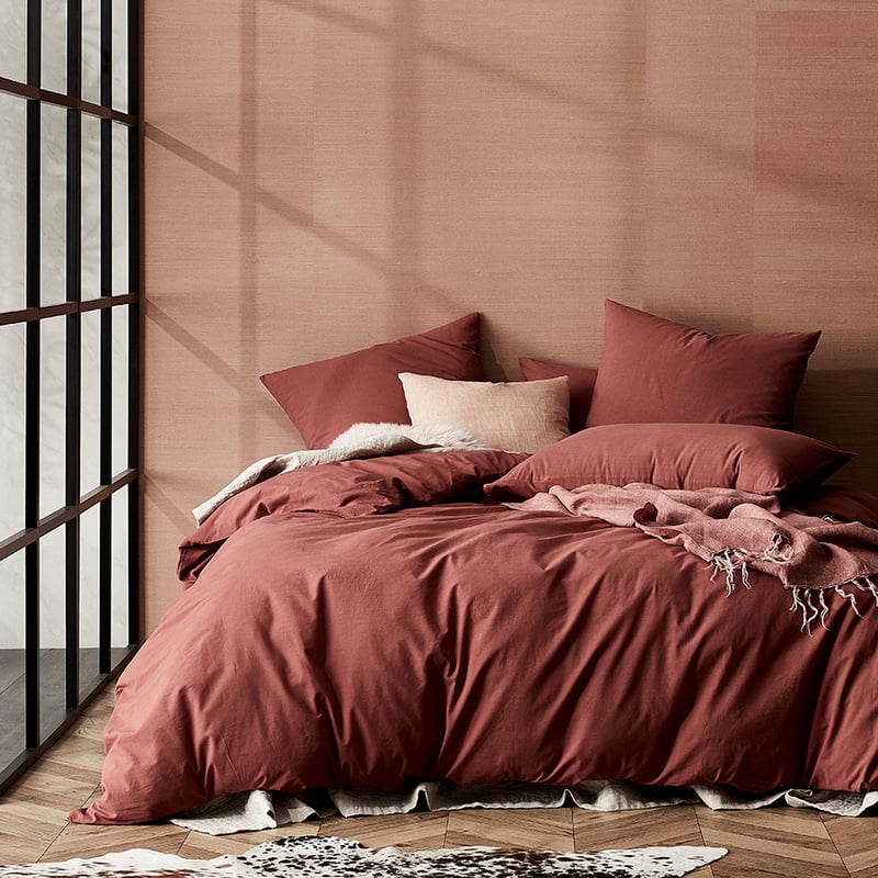 Stonewashed Cotton Quilt Cover Rust