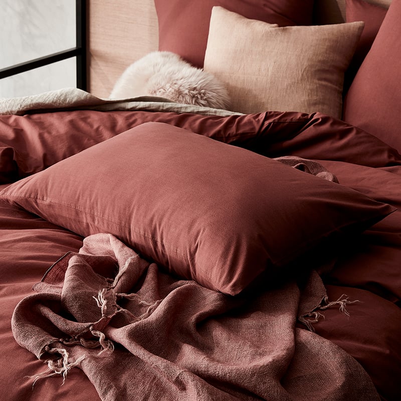 Stonewashed Cotton Quilt Cover Rust