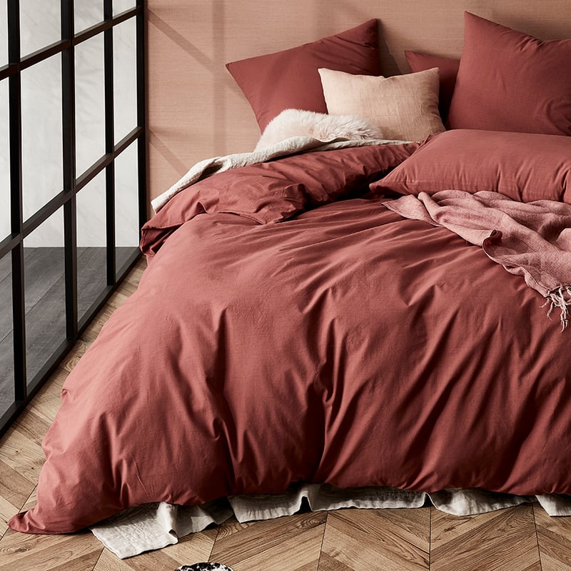 Stonewashed Cotton Quilt Cover Rust