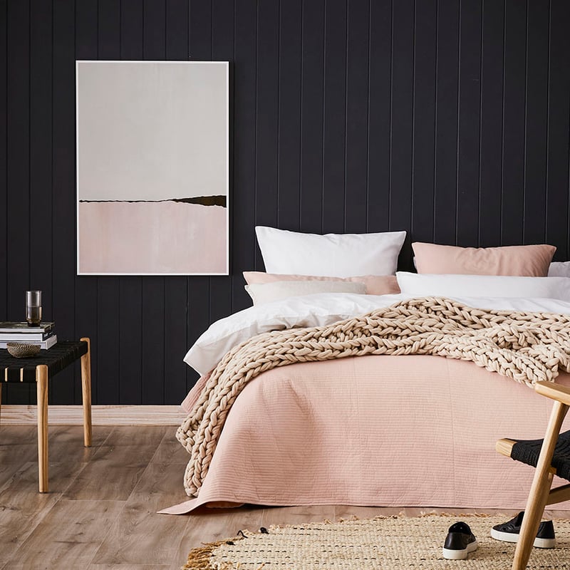 Stonewashed Cotton Coverlet Dusty Pink