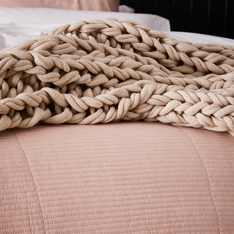 Stonewashed Cotton Coverlet Dusty Pink
