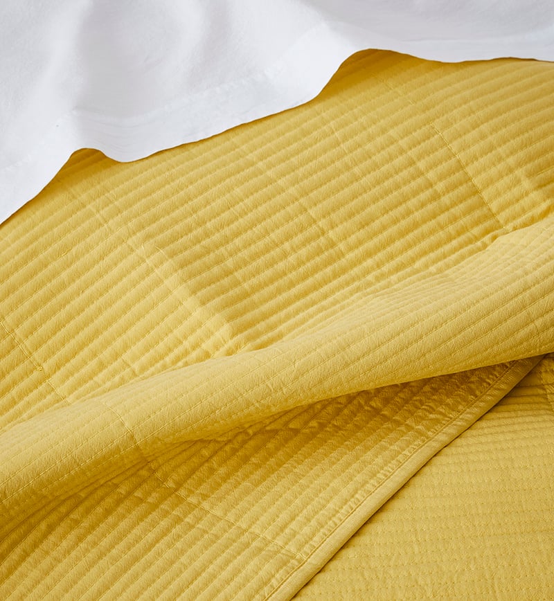 Stonewashed Cotton Coverlet Mustard
