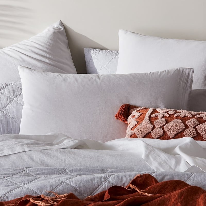 Stonewashed Cotton Silver Quilt Cover Separates