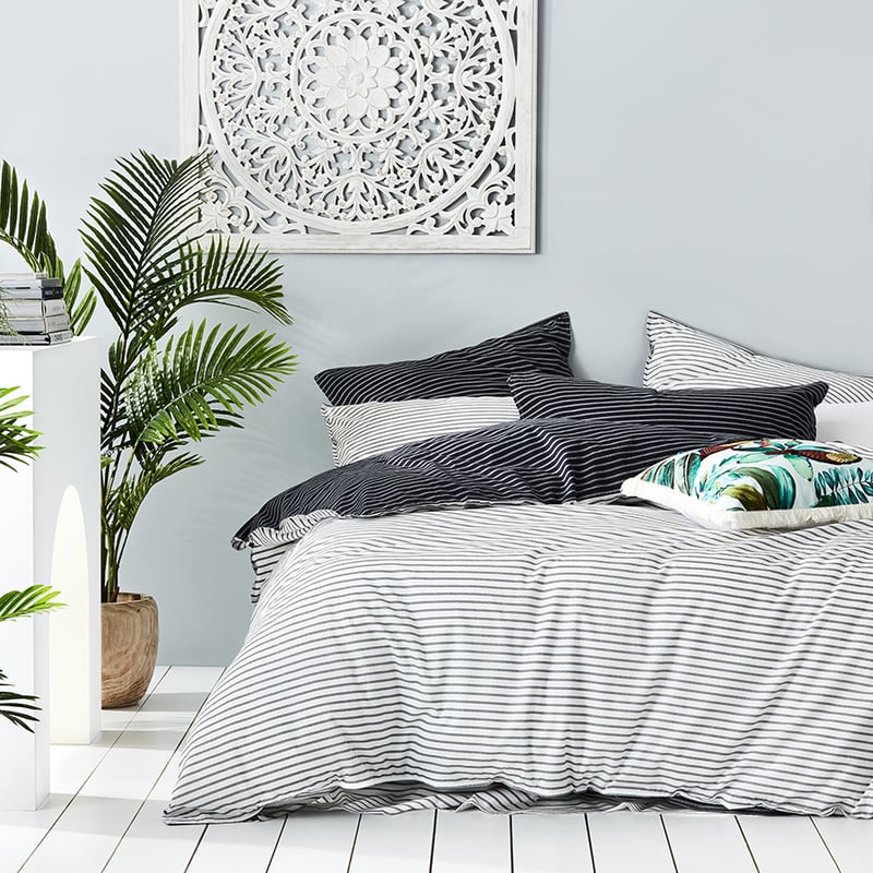 Stonewashed Printed Cotton Black Stripe Quilt Cover