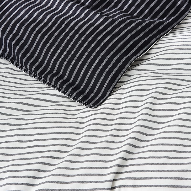 Stonewashed Printed Cotton Black Stripe Quilt Cover