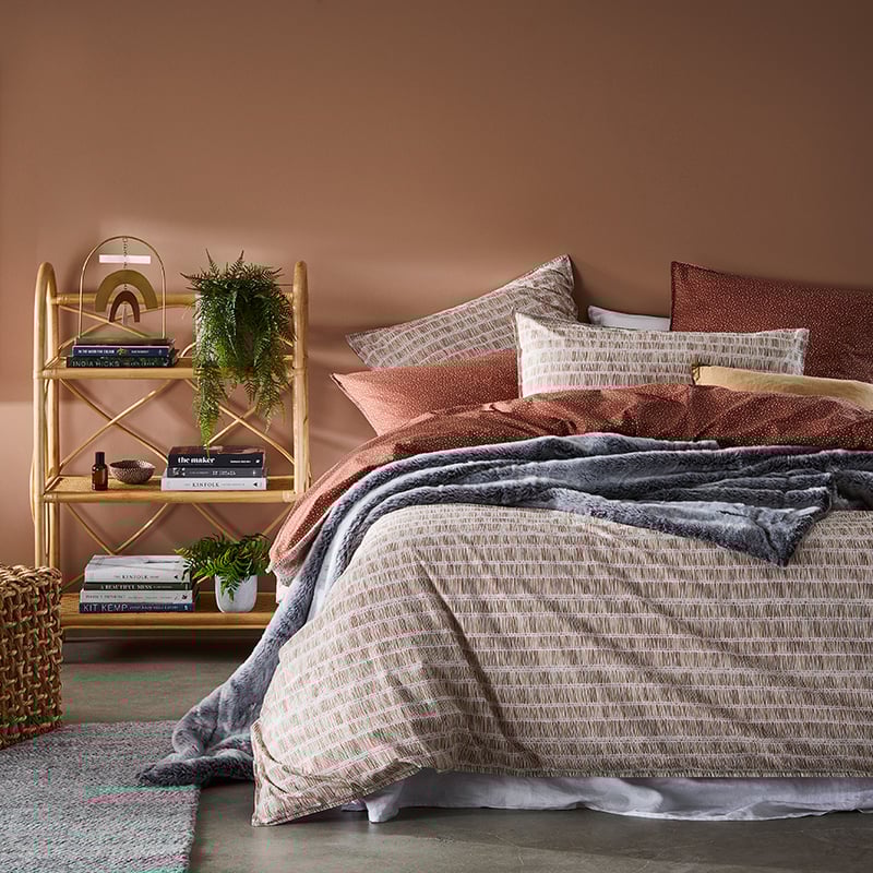 Stonewashed Printed Cotton Clay Fleck Quilt Cover