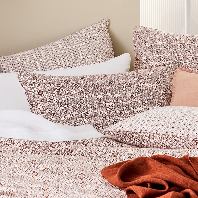 Stonewashed Printed Cotton Clay Tile Quilt Cover