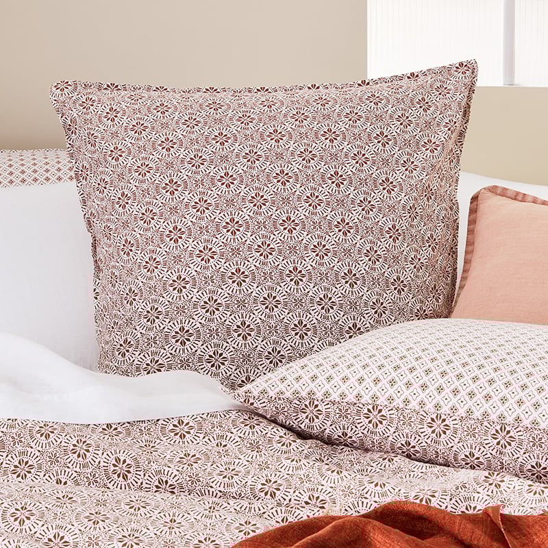 Stonewashed Printed Cotton Clay Tile Quilt Cover