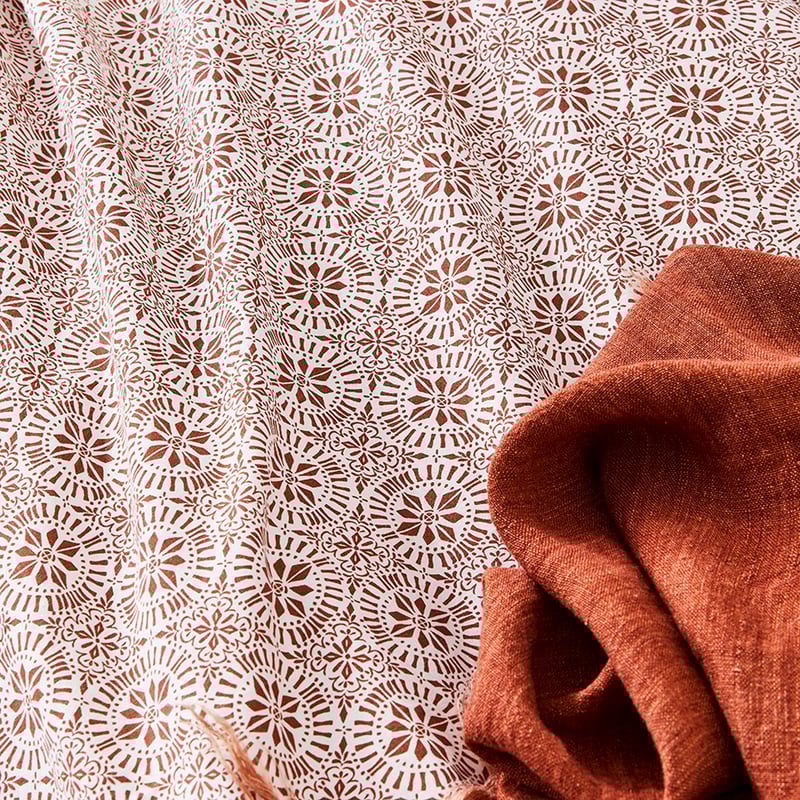 Stonewashed Printed Cotton Clay Tile Quilt Cover