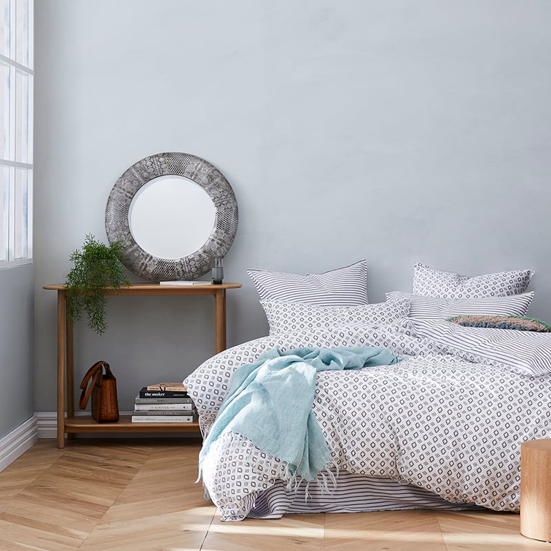 Stonewashed Printed Cotton Quilt Cover Diamond Stripe