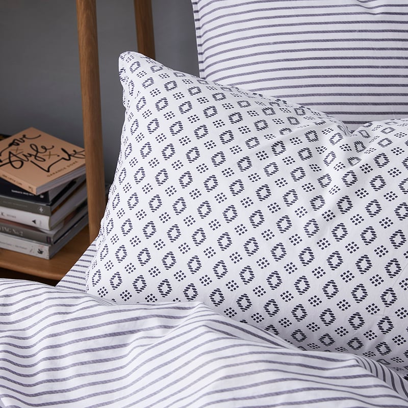 Stonewashed Printed Cotton Quilt Cover Diamond Stripe