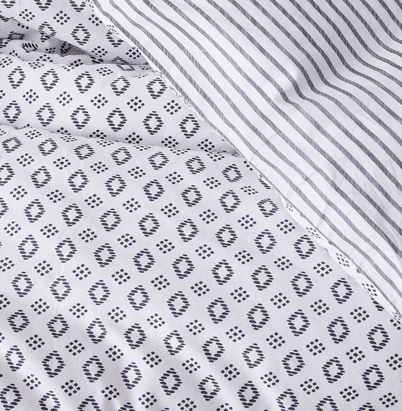 Stonewashed Printed Cotton Quilt Cover Diamond Stripe