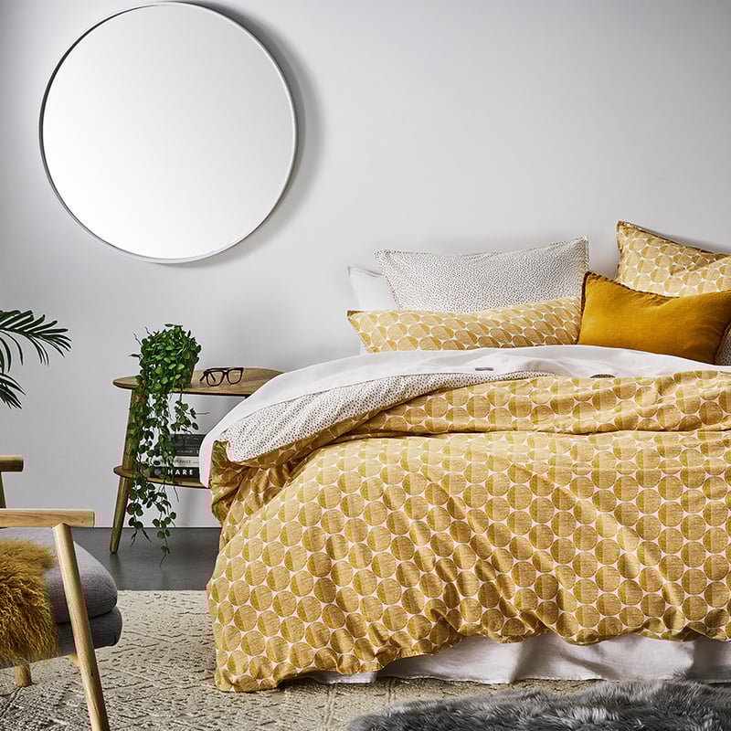 Stonewashed Cotton Dijon Spot Quilt Cover