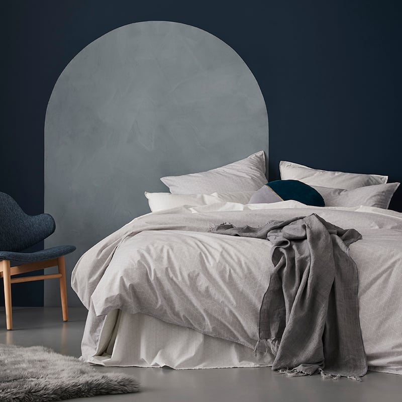 Stonewashed Printed Cotton Grey Hex Quilt Cover