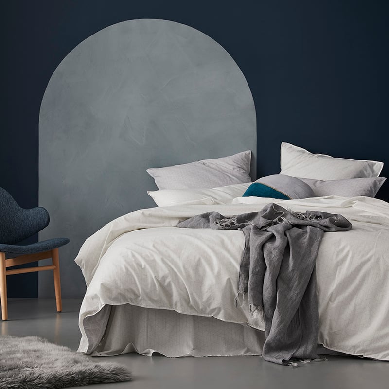 Stonewashed Printed Cotton Grey Hex Quilt Cover