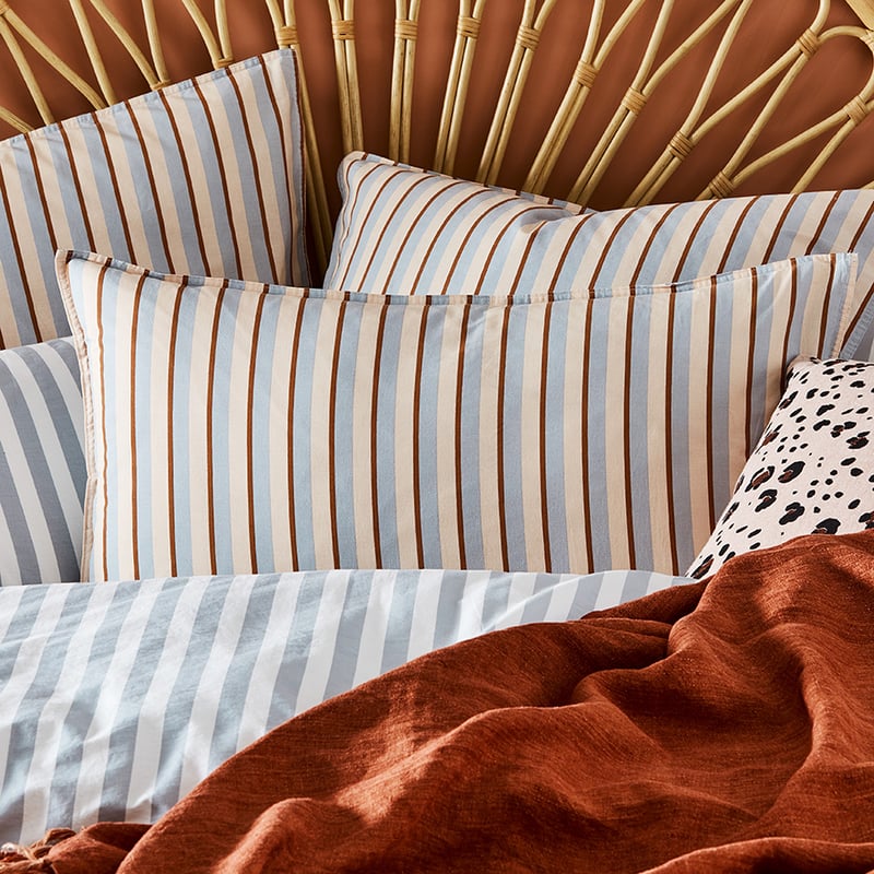 Stonewashed Printed Grey Stripe Quilt Cover