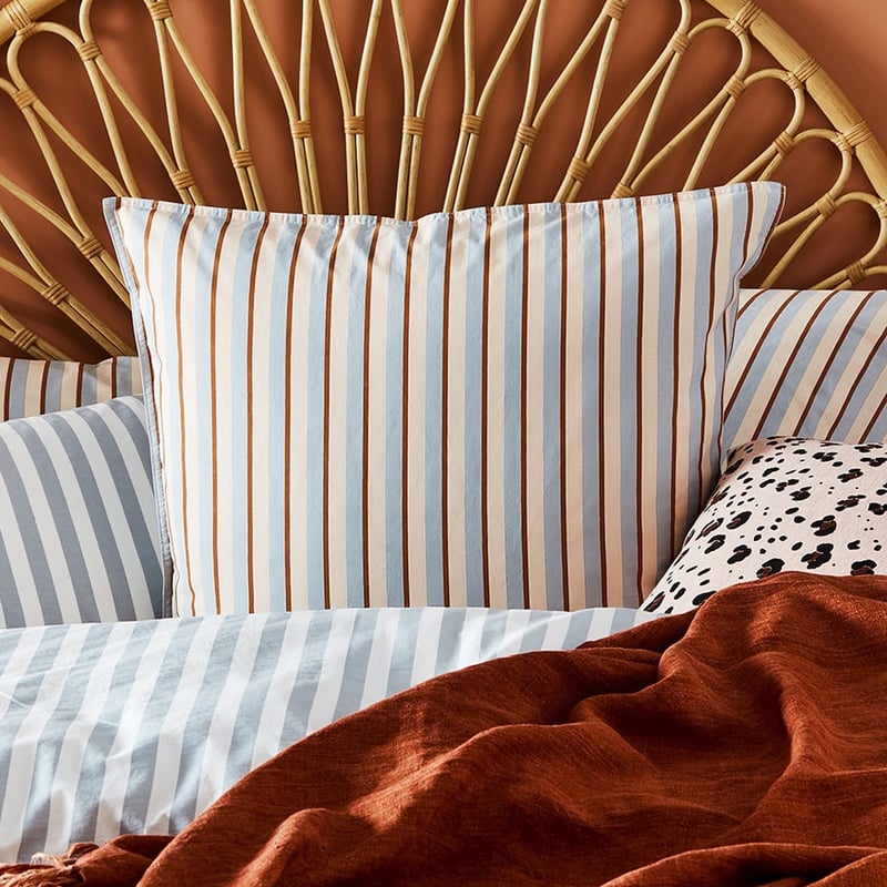 Stonewashed Printed Grey Stripe Quilt Cover