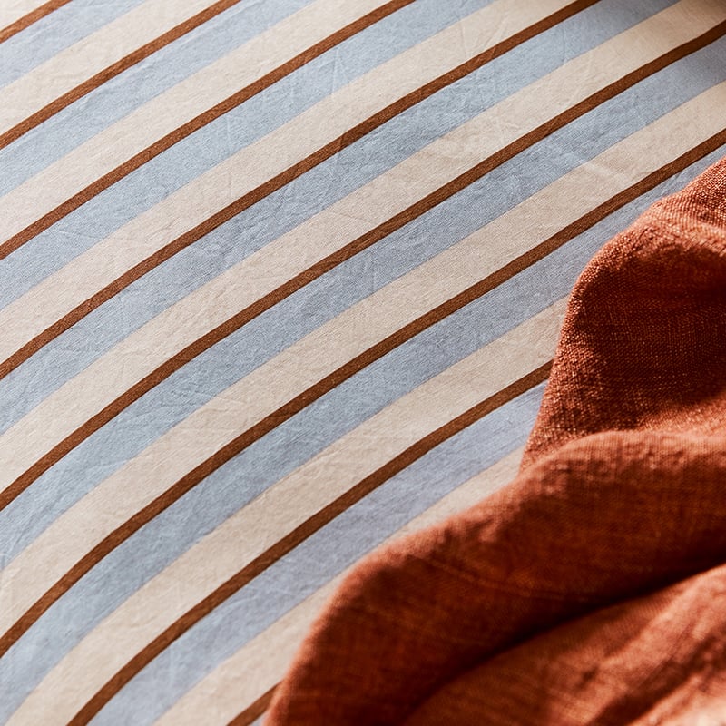 Stonewashed Printed Grey Stripe Quilt Cover