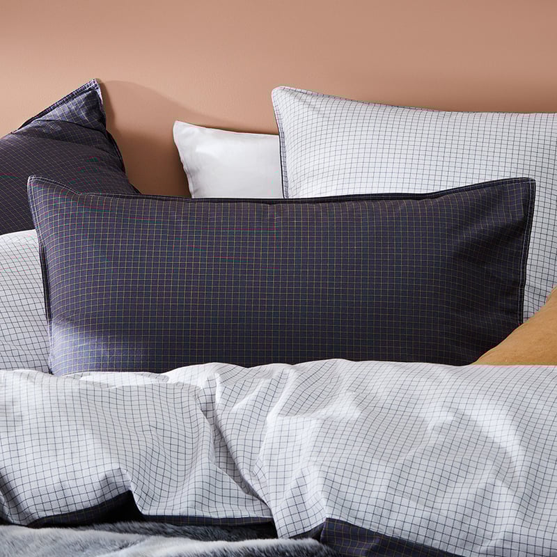 Stonewashed Printed Cotton Ink Grid Quilt Cover