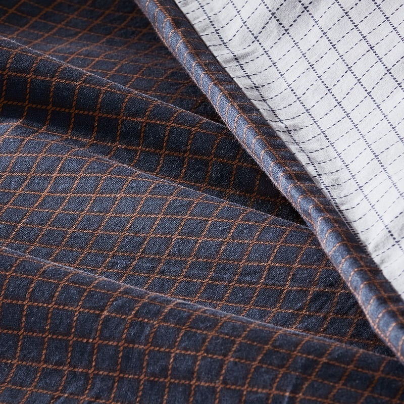 Stonewashed Printed Cotton Ink Grid Quilt Cover