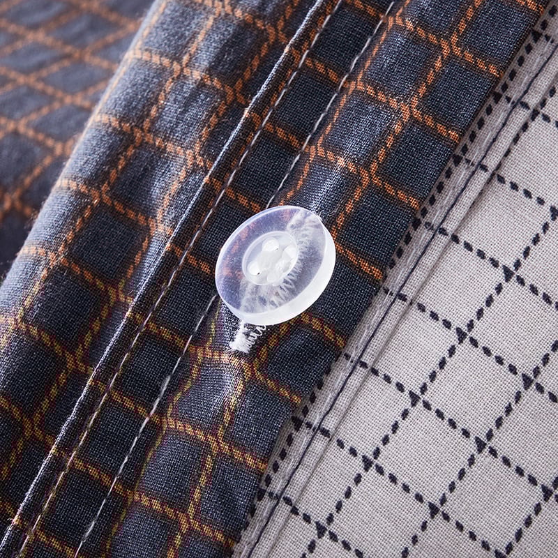 Stonewashed Printed Cotton Ink Grid Quilt Cover