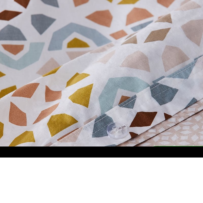 Stonewashed Printed Cotton Moroccan Geo Quilt Cover