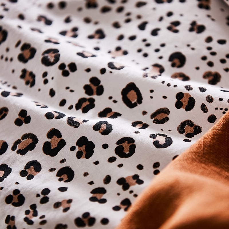 Stonewashed Printed Nude Leopard Quilt Cover