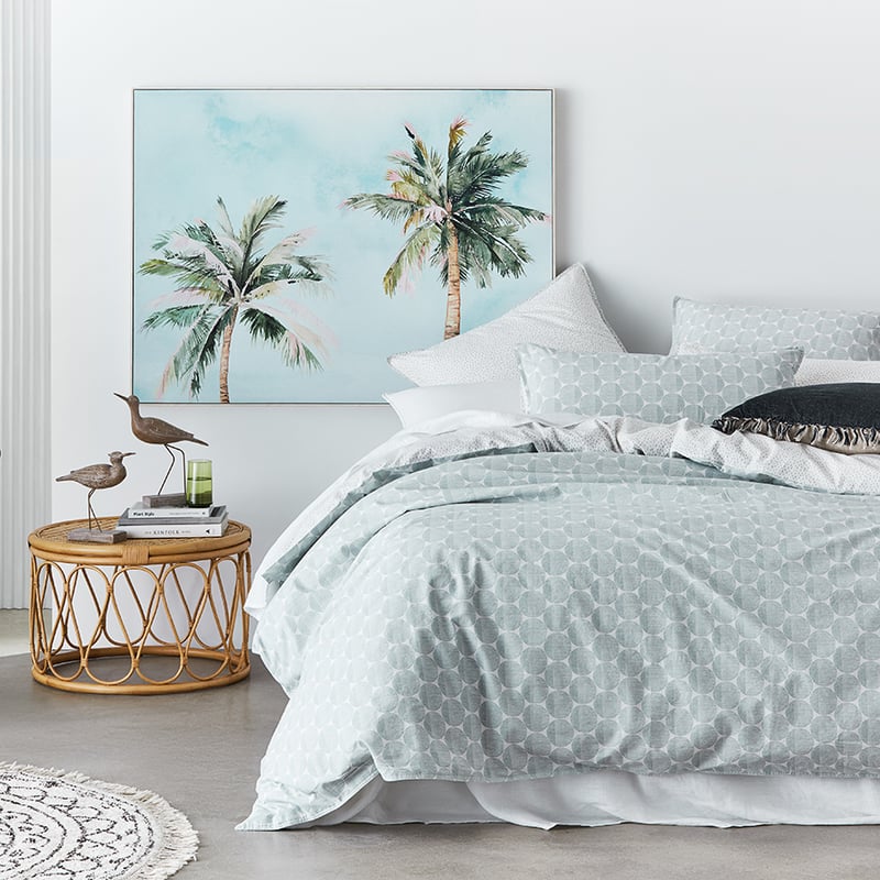 Stonewashed Printed Cotton Powder Blue Spot Quilt Cover