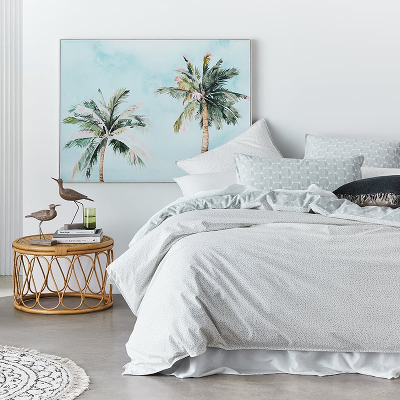 Stonewashed Printed Cotton Powder Blue Spot Quilt Cover
