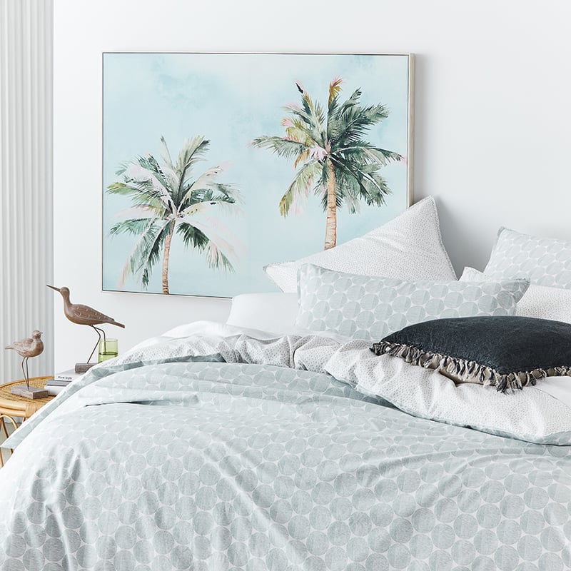 Stonewashed Printed Cotton Powder Blue Spot Quilt Cover