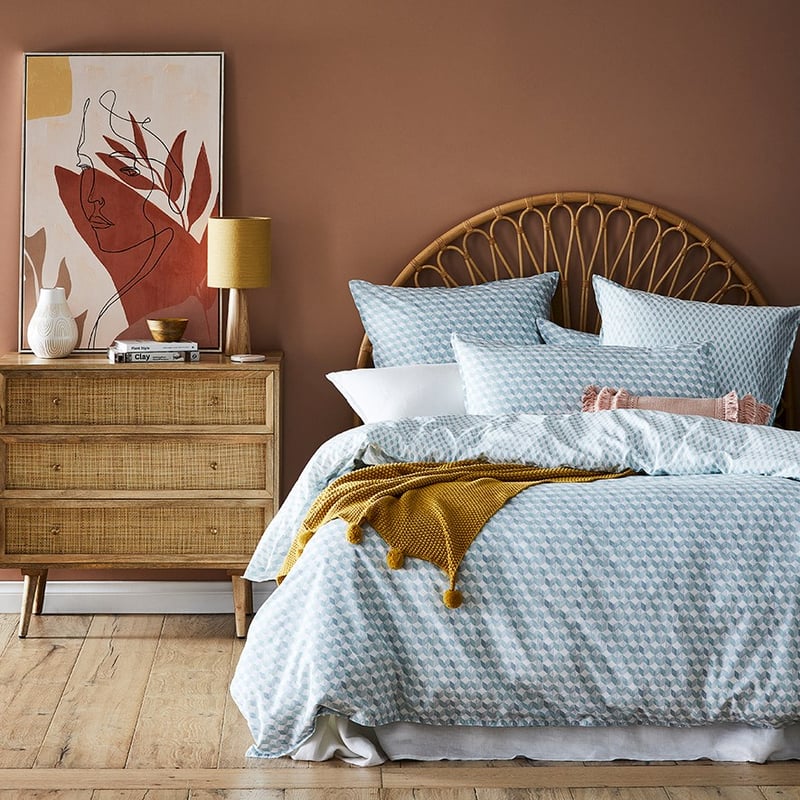 Stonewashed Printed Cotton Retro Chevron Quilt Cover