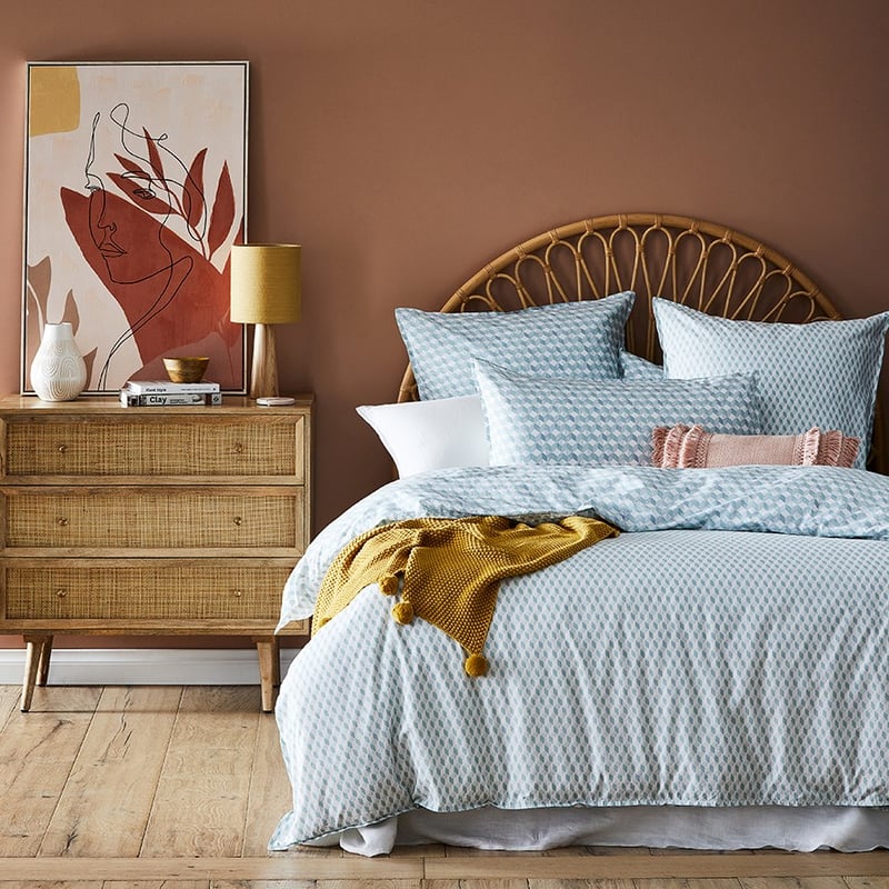 Stonewashed Printed Cotton Retro Chevron Quilt Cover