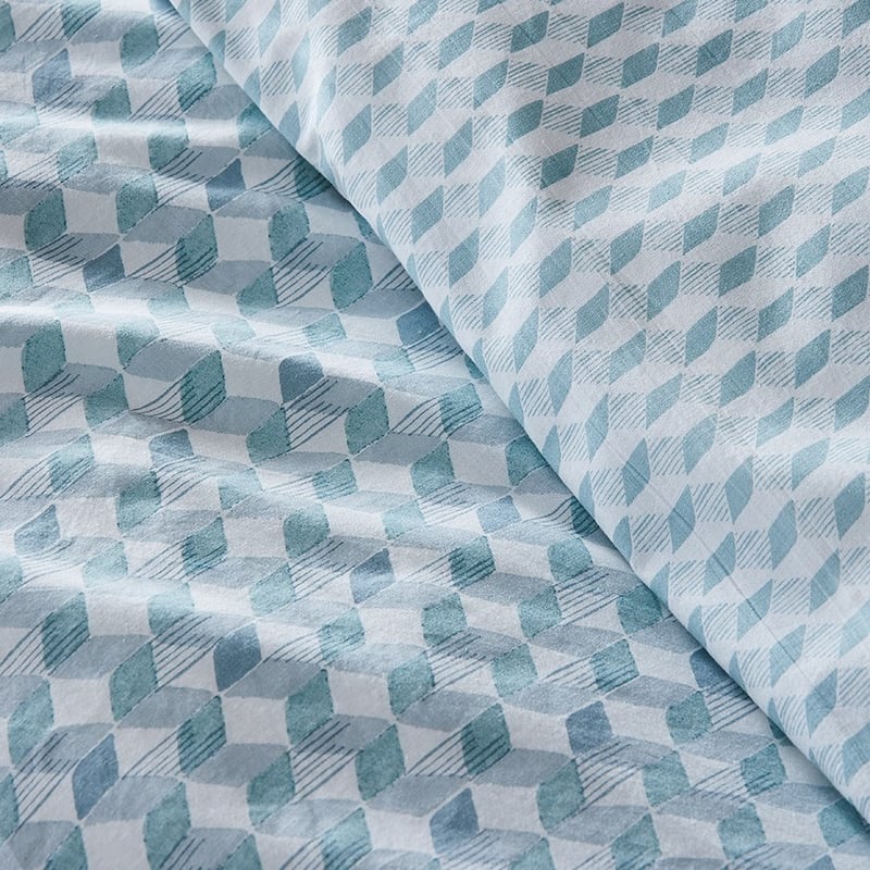 Stonewashed Printed Cotton Retro Chevron Quilt Cover