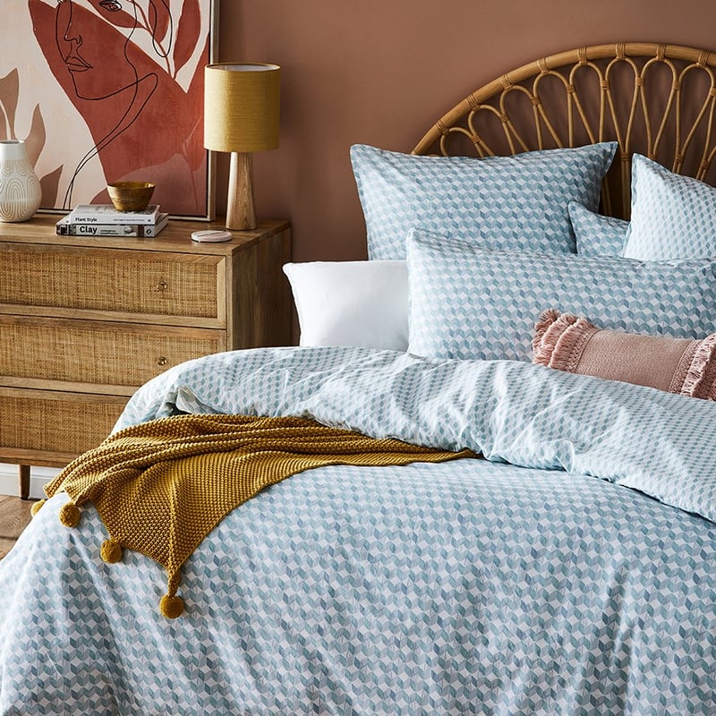 Stonewashed Printed Cotton Retro Chevron Quilt Cover