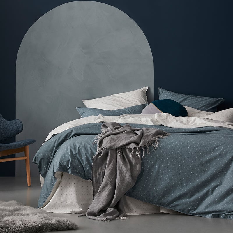 Stonewashed Printed Cotton Quilt Cover in Sage Spot