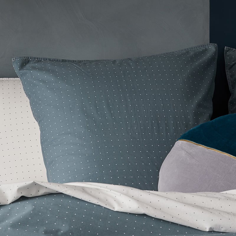 Stonewashed Printed Cotton Quilt Cover in Sage Spot