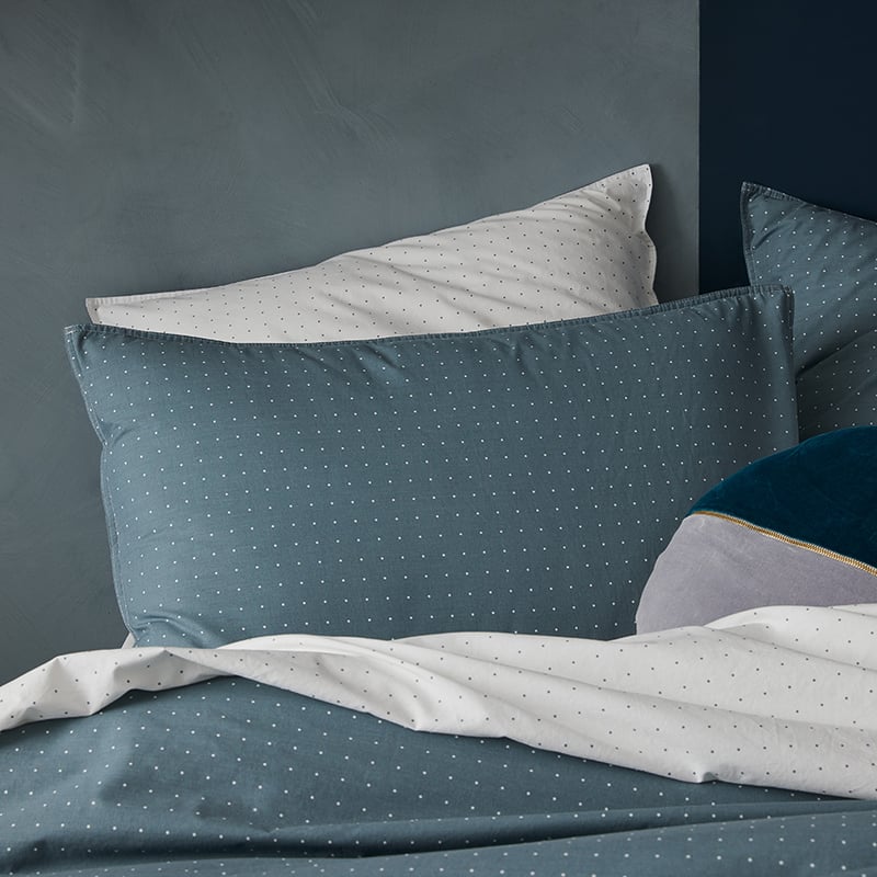 Stonewashed Printed Cotton Quilt Cover in Sage Spot