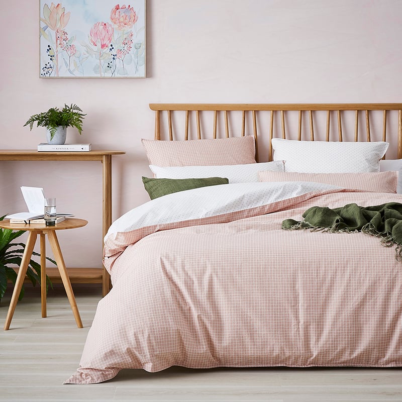 Stonewashed Printed Cotton Quilt Cover Tile Grid