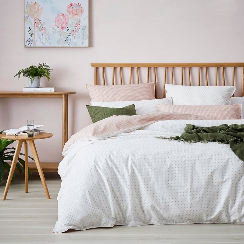 Stonewashed Printed Cotton Quilt Cover Tile Grid