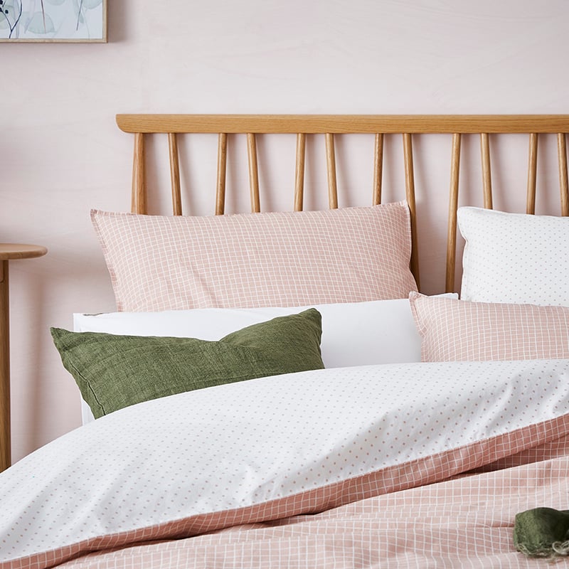 Stonewashed Printed Cotton Quilt Cover Tile Grid