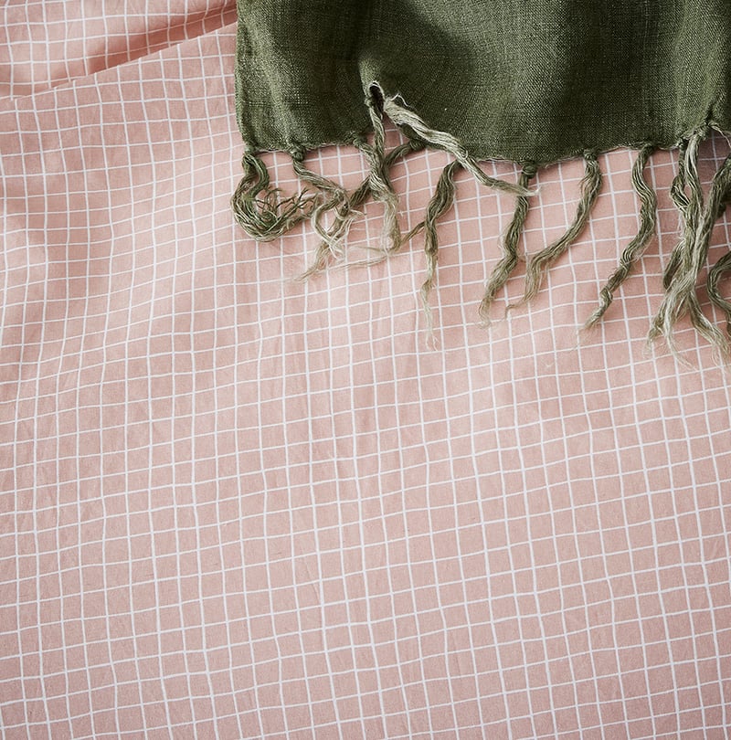 Stonewashed Printed Cotton Quilt Cover Tile Grid