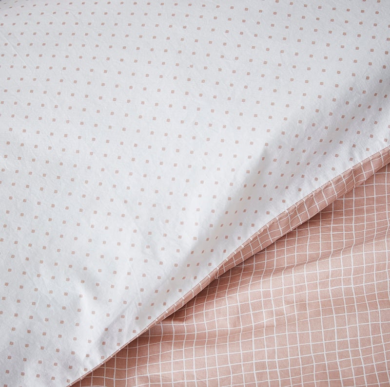 Stonewashed Printed Cotton Quilt Cover Tile Grid