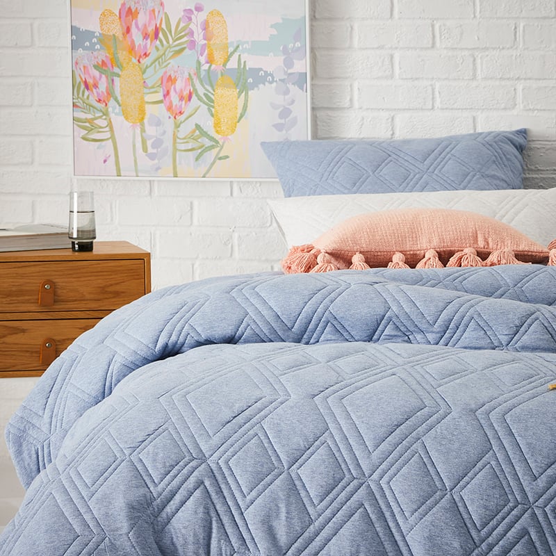 Jaxon Quilted Jersey Quilt Cover Denim