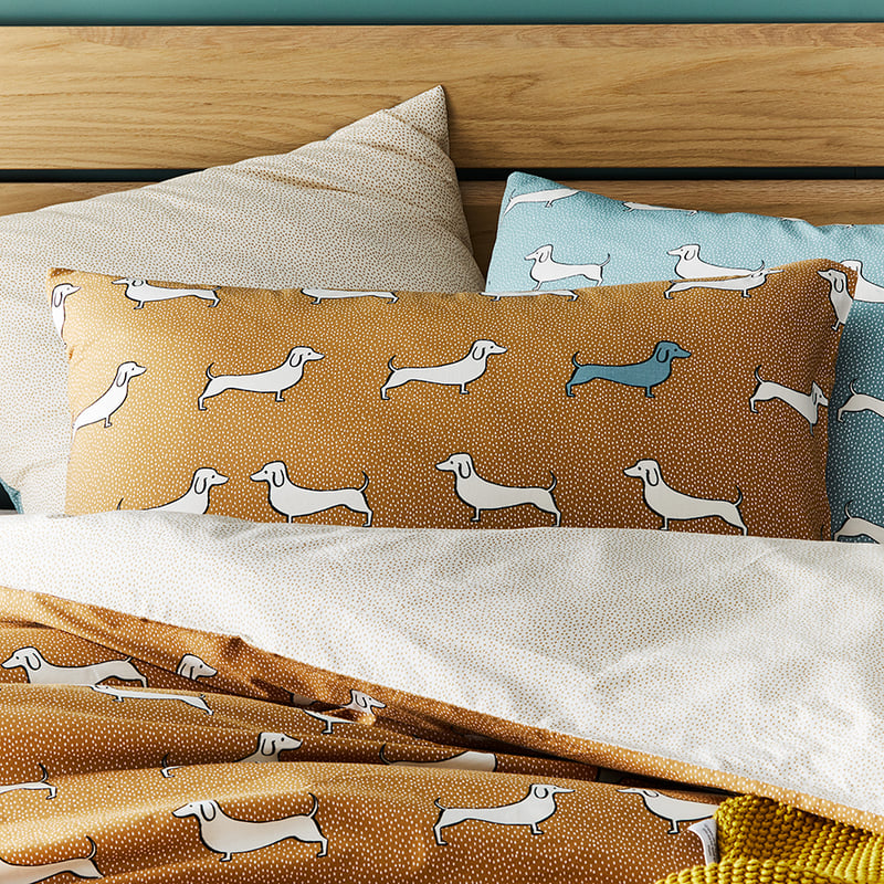 Dachshund Ochre Quilt Cover Set