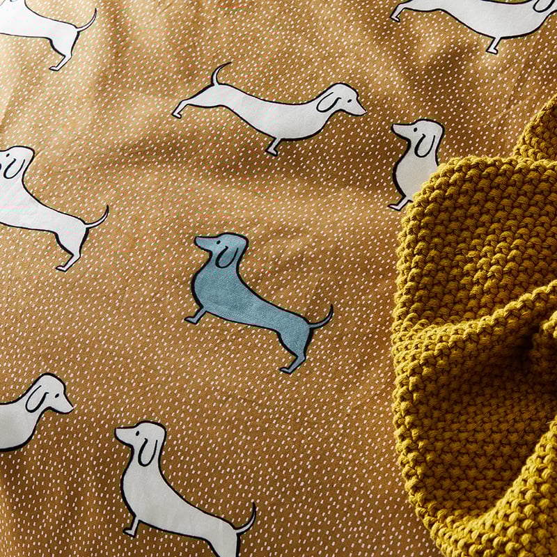 Dachshund Ochre Quilt Cover Set