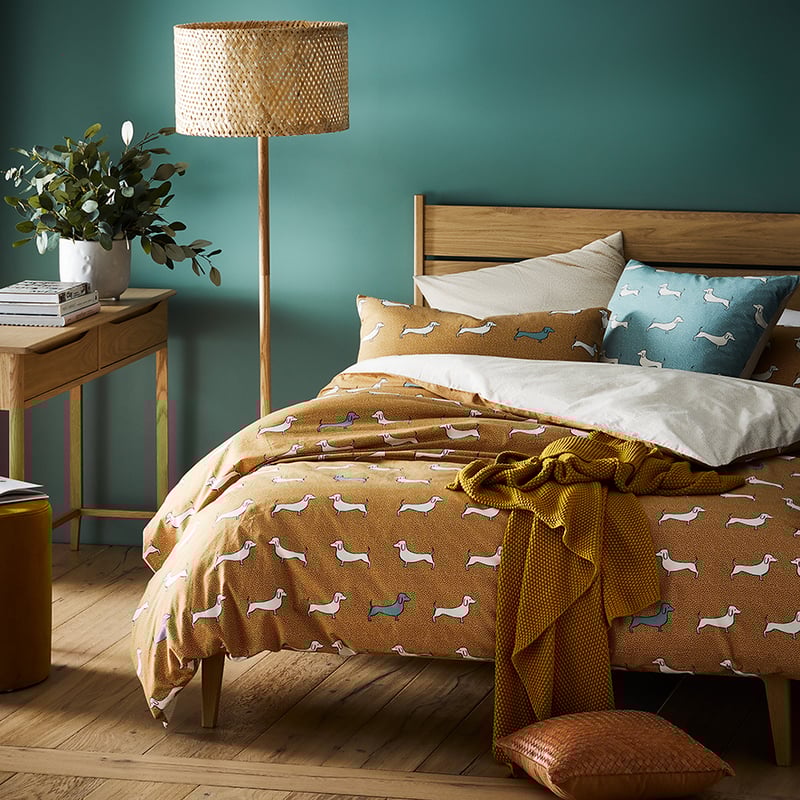 Dachshund Ochre Quilt Cover Set